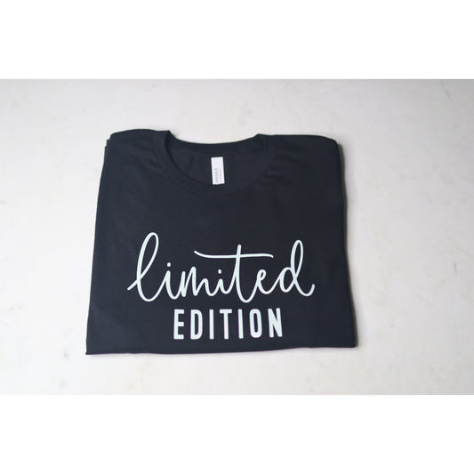 Black Limited Edition Tee with opal/white letters